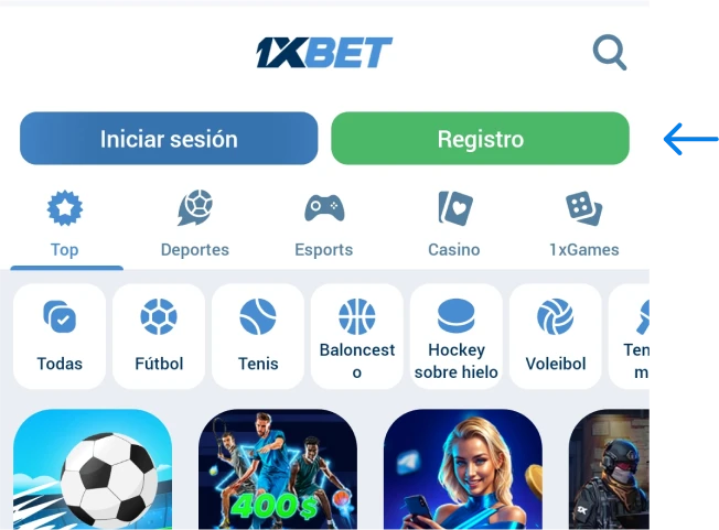 Haz clic en Registrarse 1xbet Betapk Chile